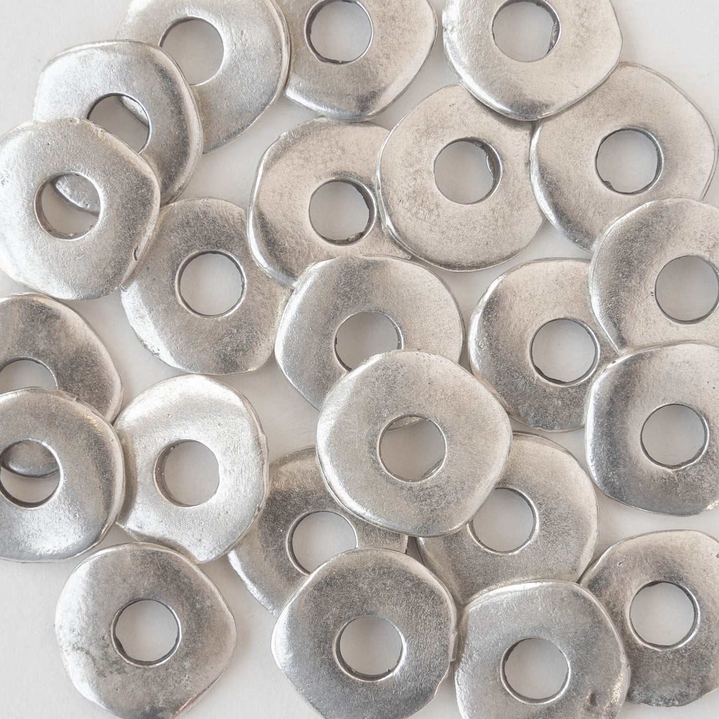 15mm Mykonos Metal Disk Beads - Pewter - 10 or 30