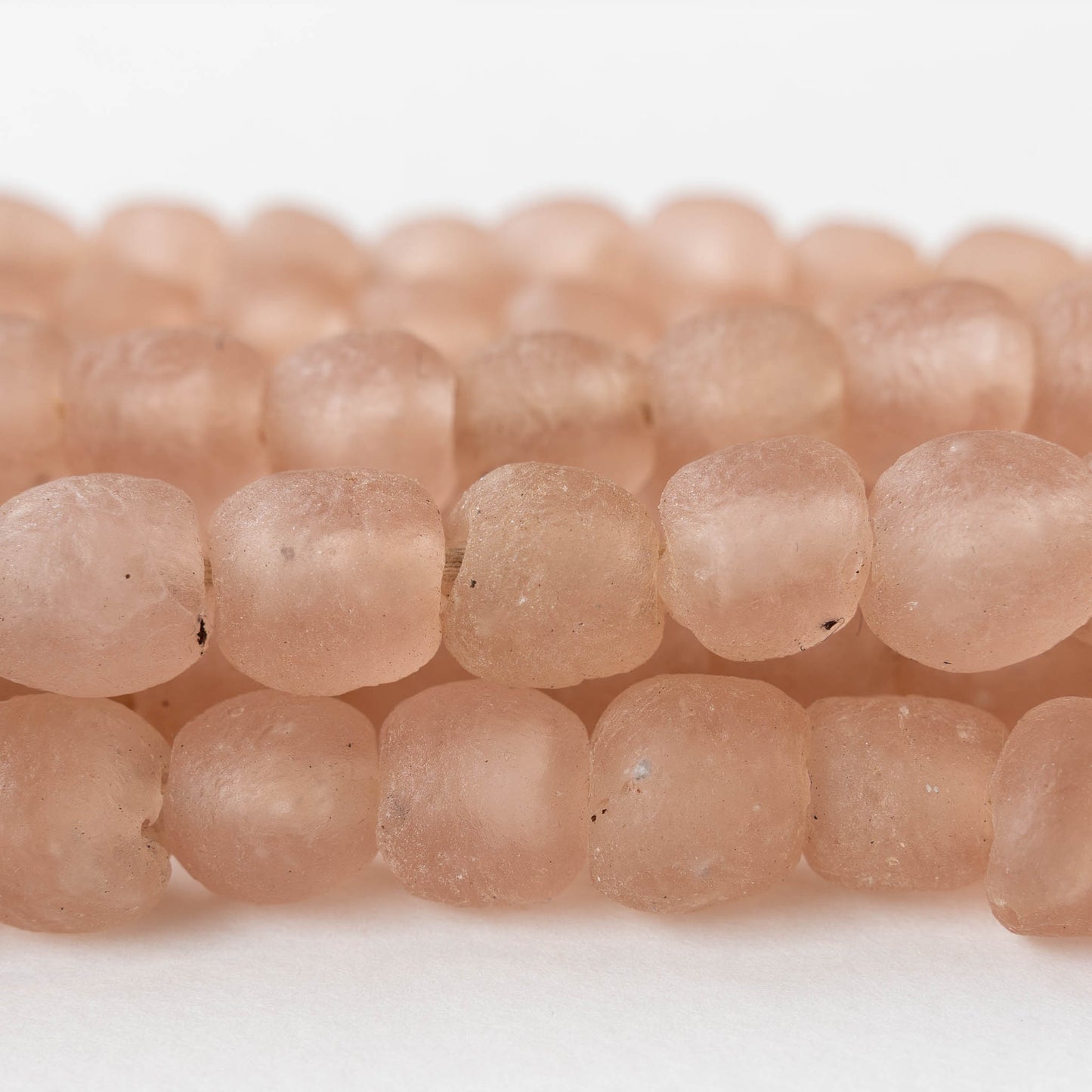 15mm Round Ghana Glass Beads - Matte Peach - Whole or Half Strand