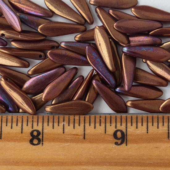 16mm Dagger Beads - Copper Iris- 50 beads