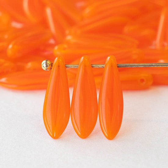 16mm Dagger Beads - Orange Opaline - 60 beads