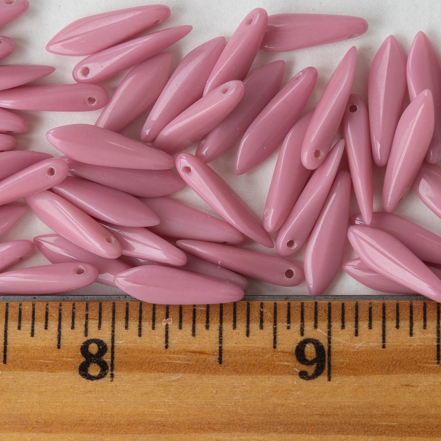 Copy of 16mm Dagger Beads - Opaque pink - 50 beads