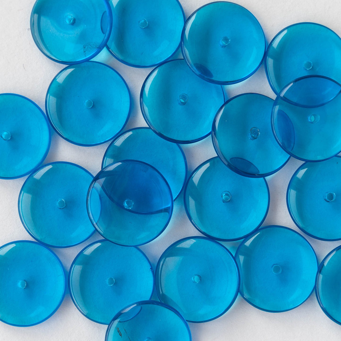 16mm Rondelle Beads - Capri Blue - 10 Beads