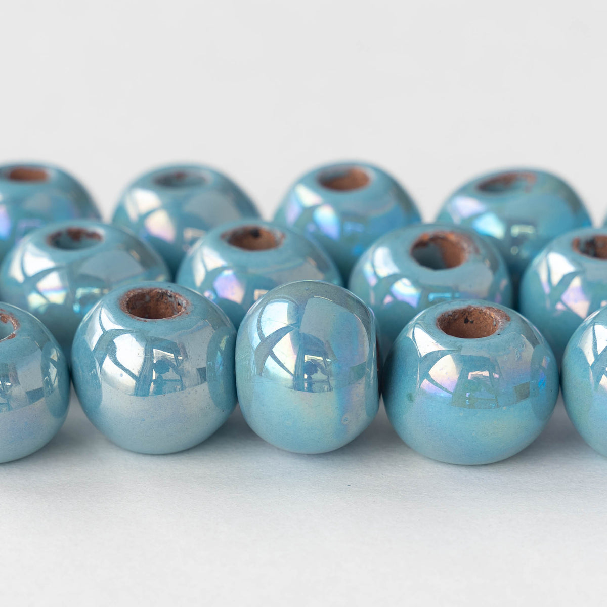 14mm Blue with Blue & White Swirls & Dots Large Hole Glass Beads - CLE –  Goody Beads