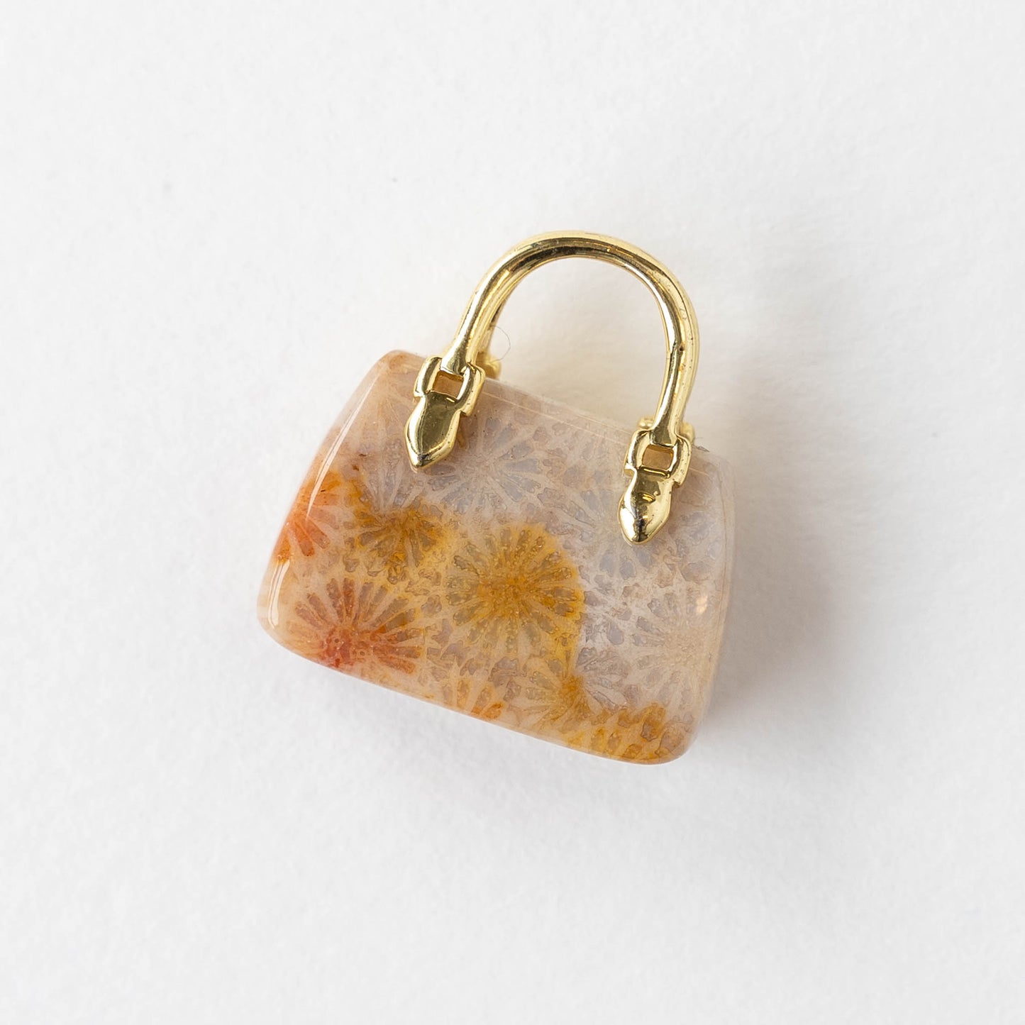 Purse Pendants - 21mm - Fossilized Coral- 1 Piece