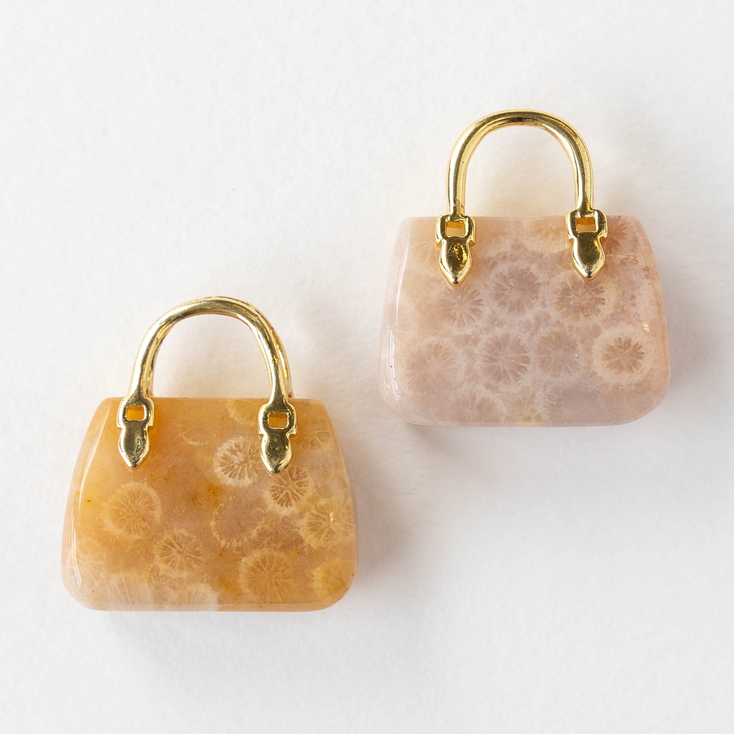 Purse Pendants - 21mm - Fossilized Coral- 1 Piece