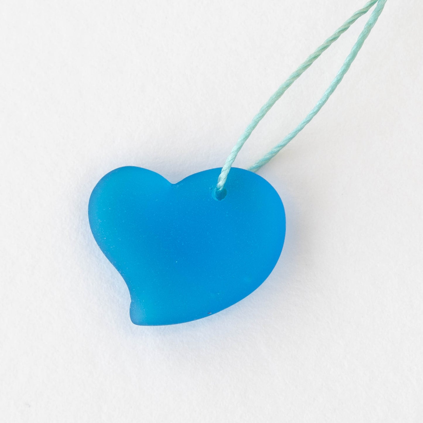 18mm Frosted Glass Hearts - Deep Blue - 2 Beads