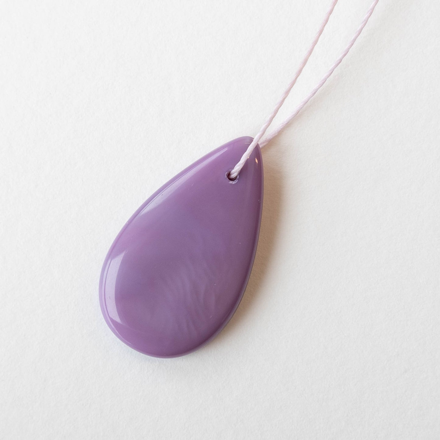 30x18mm Large Flat Teardrop Beads - Opaque Lavender Silk - 10 Beads