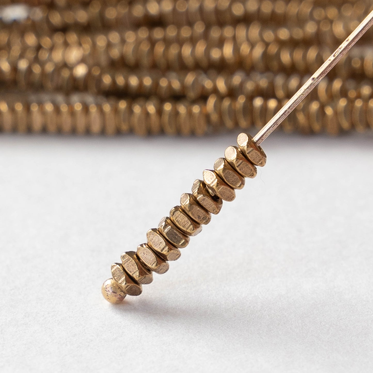 2.5mm Antique Brass Square Disk Beads - 100