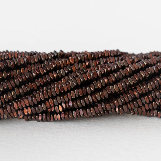 2.5mm Oxidized Copper Square Disk Beads - 100