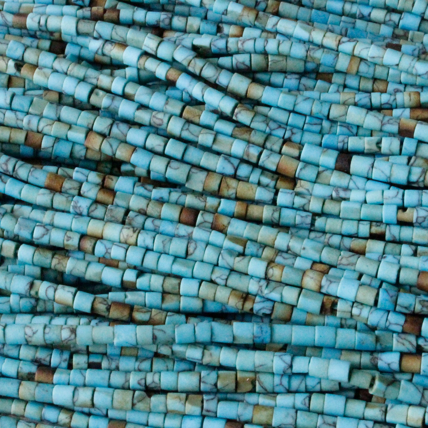 2-3mm Blue Turquoise Tube Seed Beads - 13 Inches