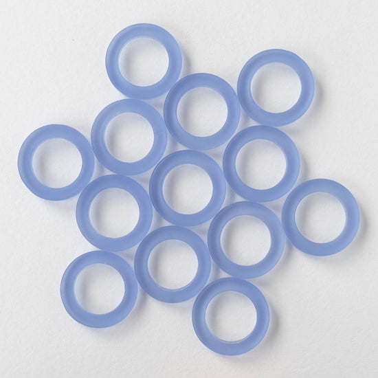 23mm Frosted Glass Rings - Lt. Sapphire Blue