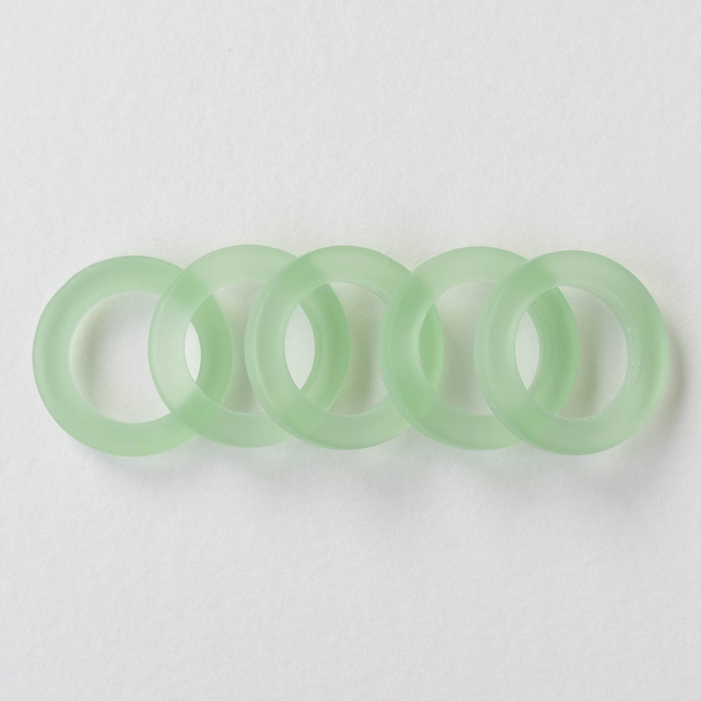 27mm Frosted Glass Rings - Light Green - 2 Rings
