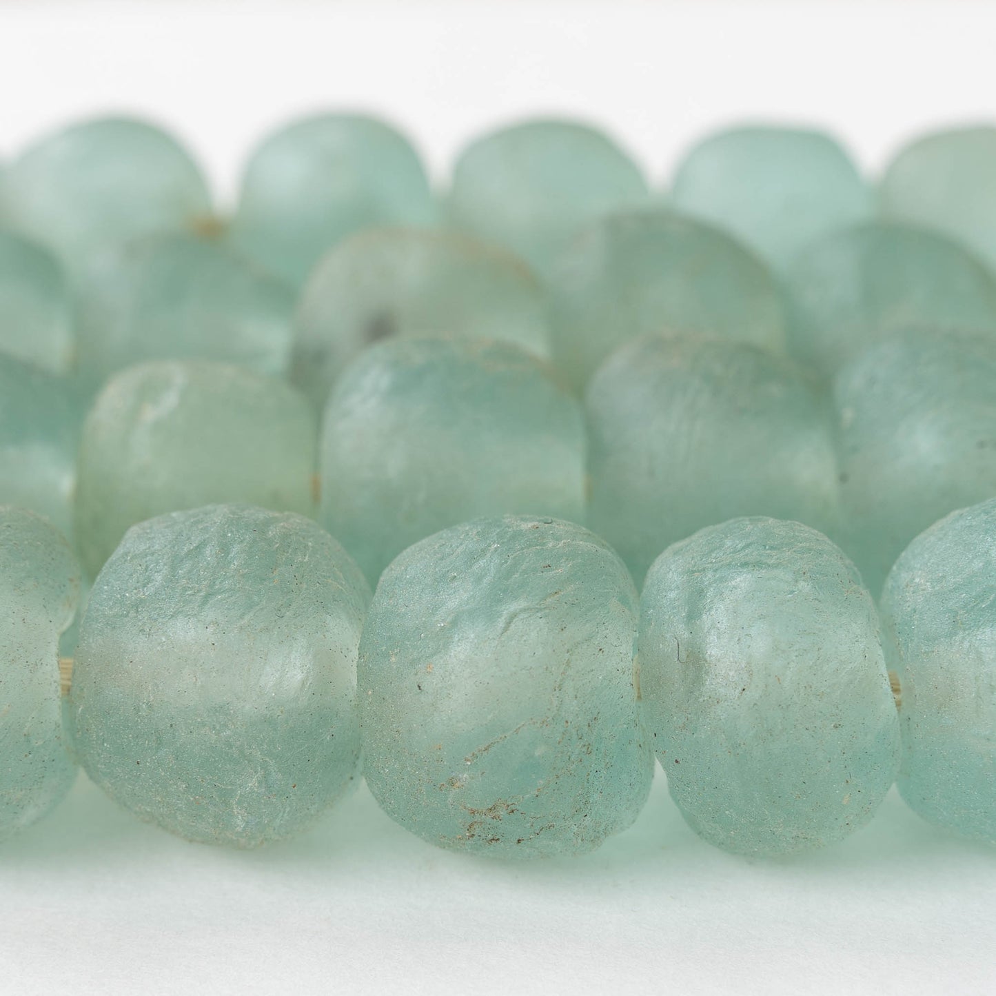 24mm Round Ghana Glass Beads - Matte Light Coke Green - 4 beads