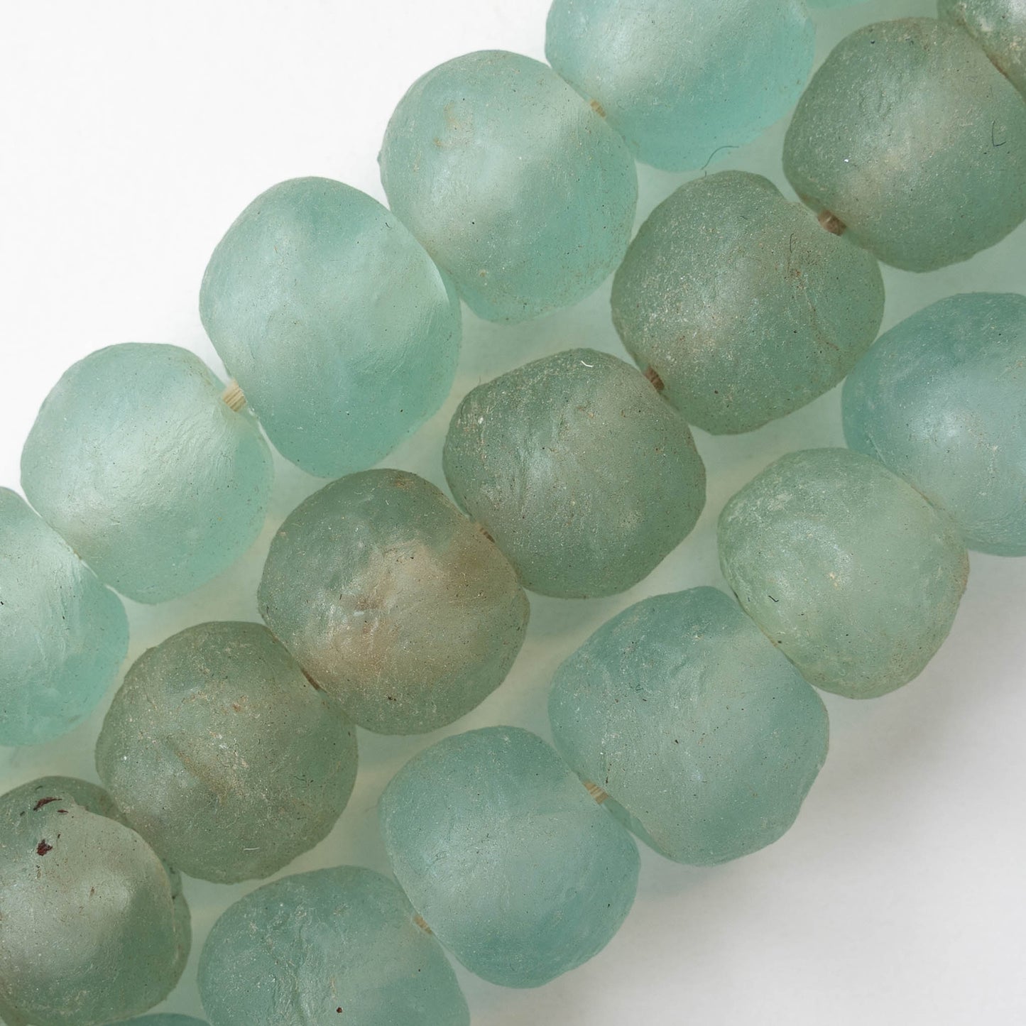 24mm Round Ghana Glass Beads - Matte Light Coke Green - 4 beads