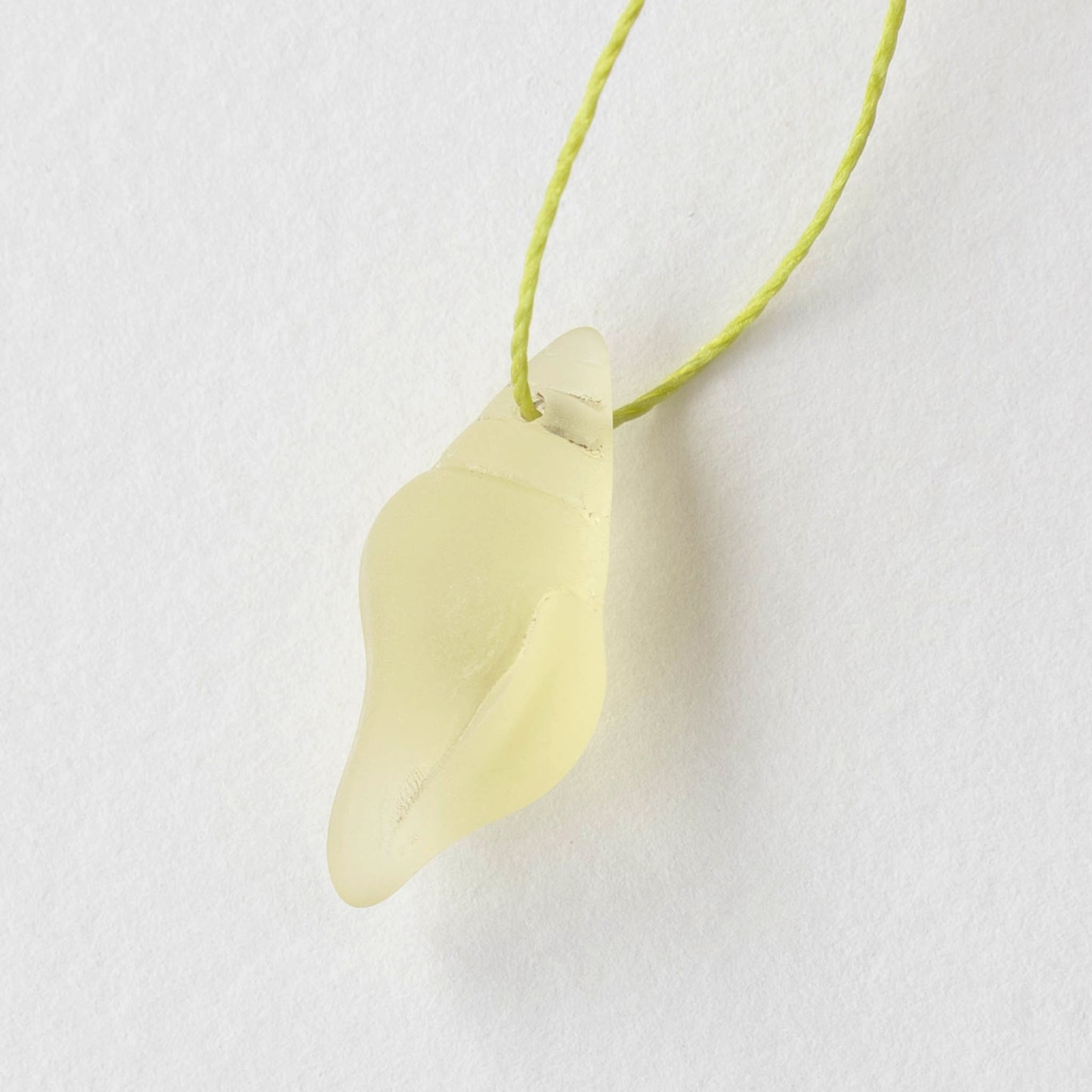 12x26mm Frosted Glass Conch Shell Beads - Lemon Chiffon Yellow - 2 Beads