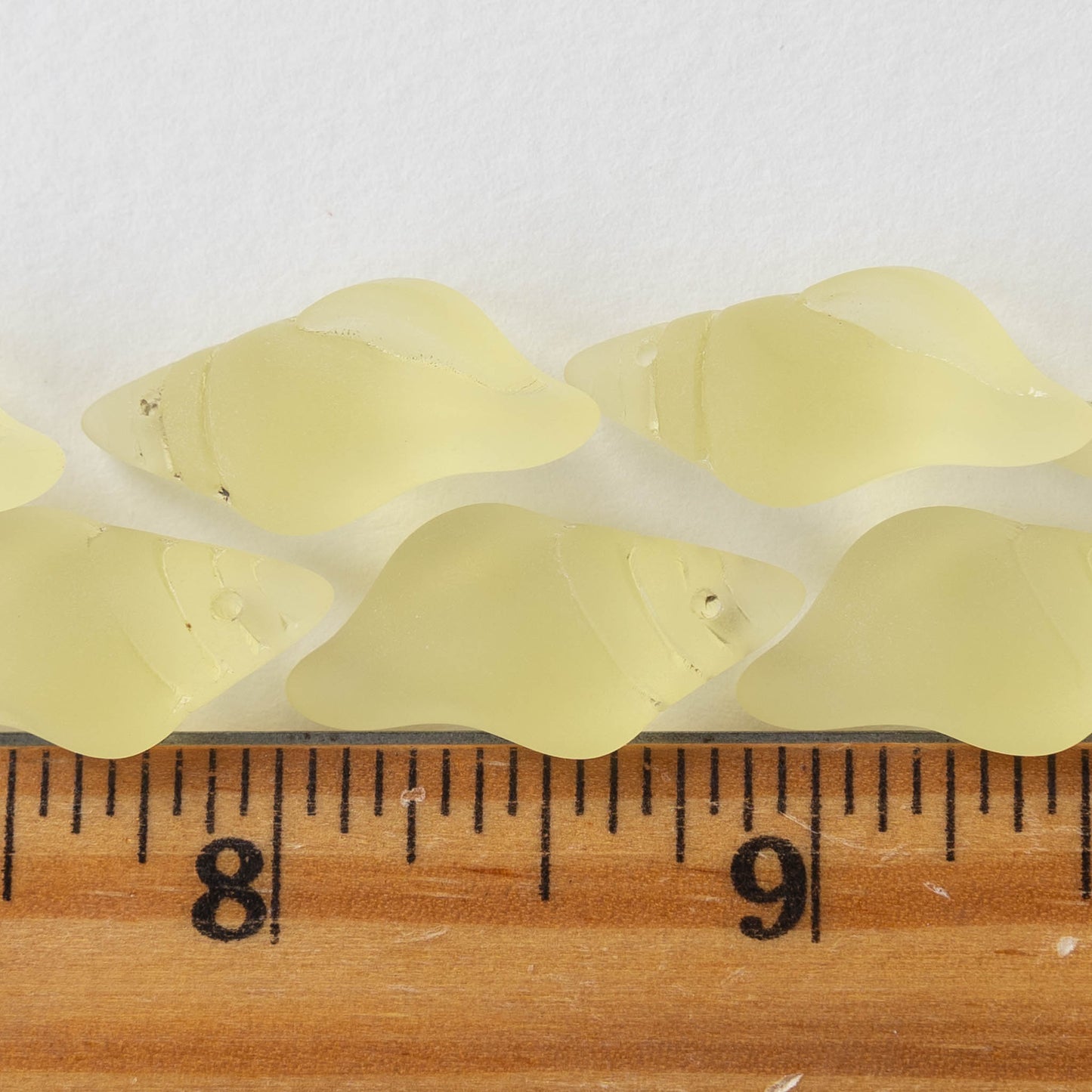 12x26mm Frosted Glass Conch Shell Beads - Lemon Chiffon Yellow - 2 Beads