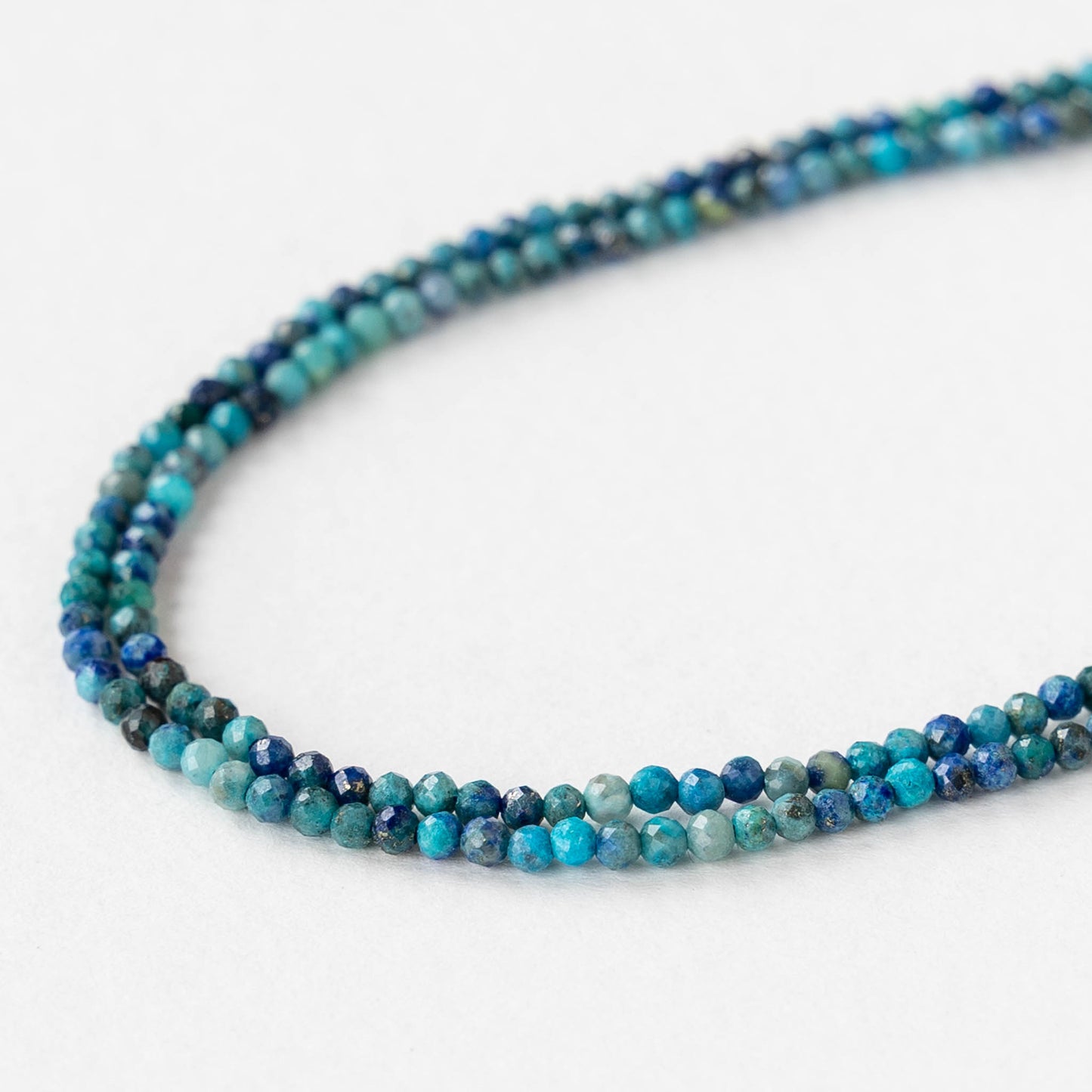 2mm Faceted Round Chrysocolla Stone Beads - Whole or Half Strand