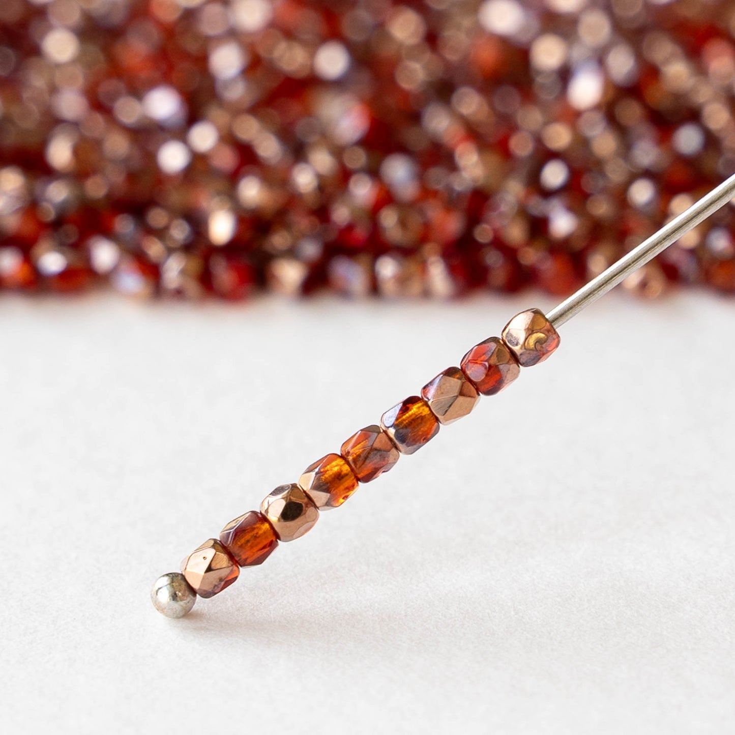 2mm Round Firepolished Beads - Siam Capri Gold - 50 beads