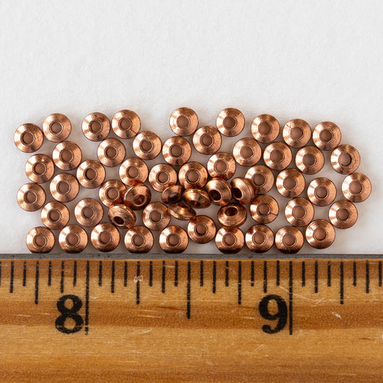 4mm Antique Copper Flying Saucer Disk Beads - 50