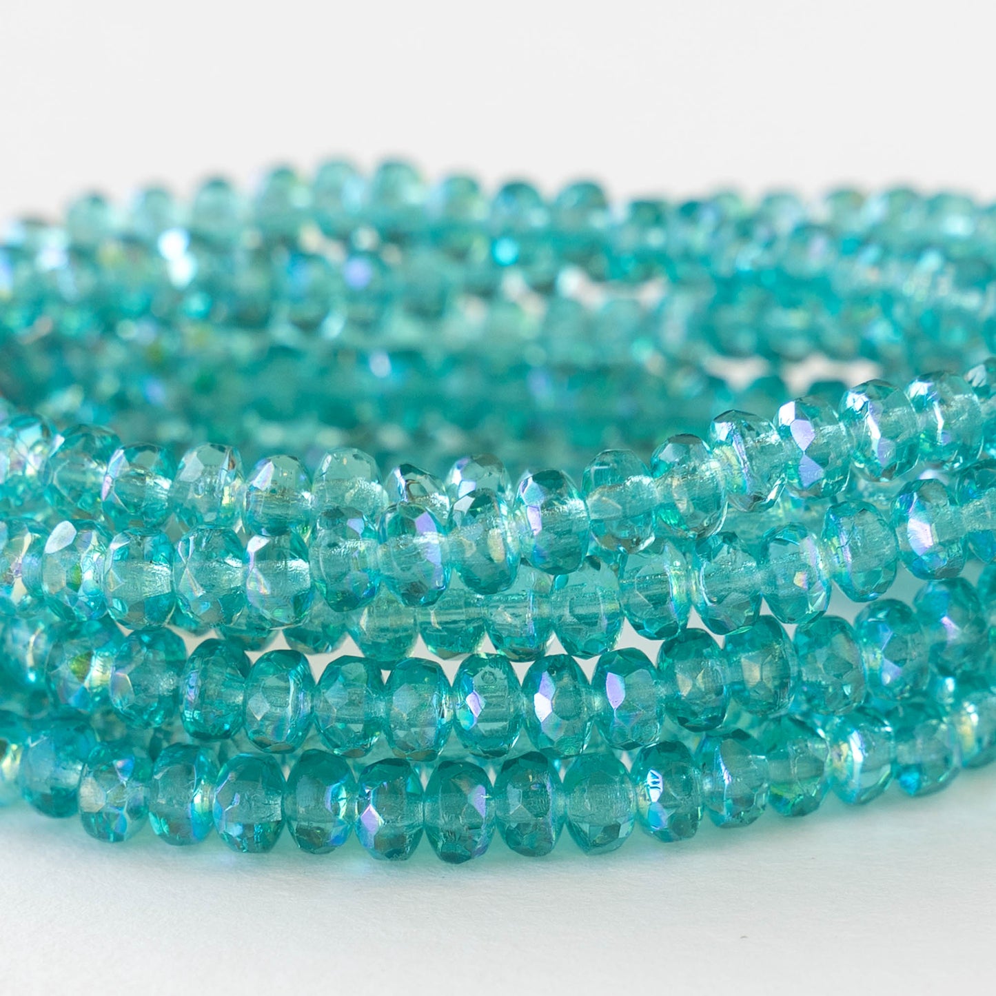 4mm Faceted Rondelle Beads - Seafoam AB - 50 beads