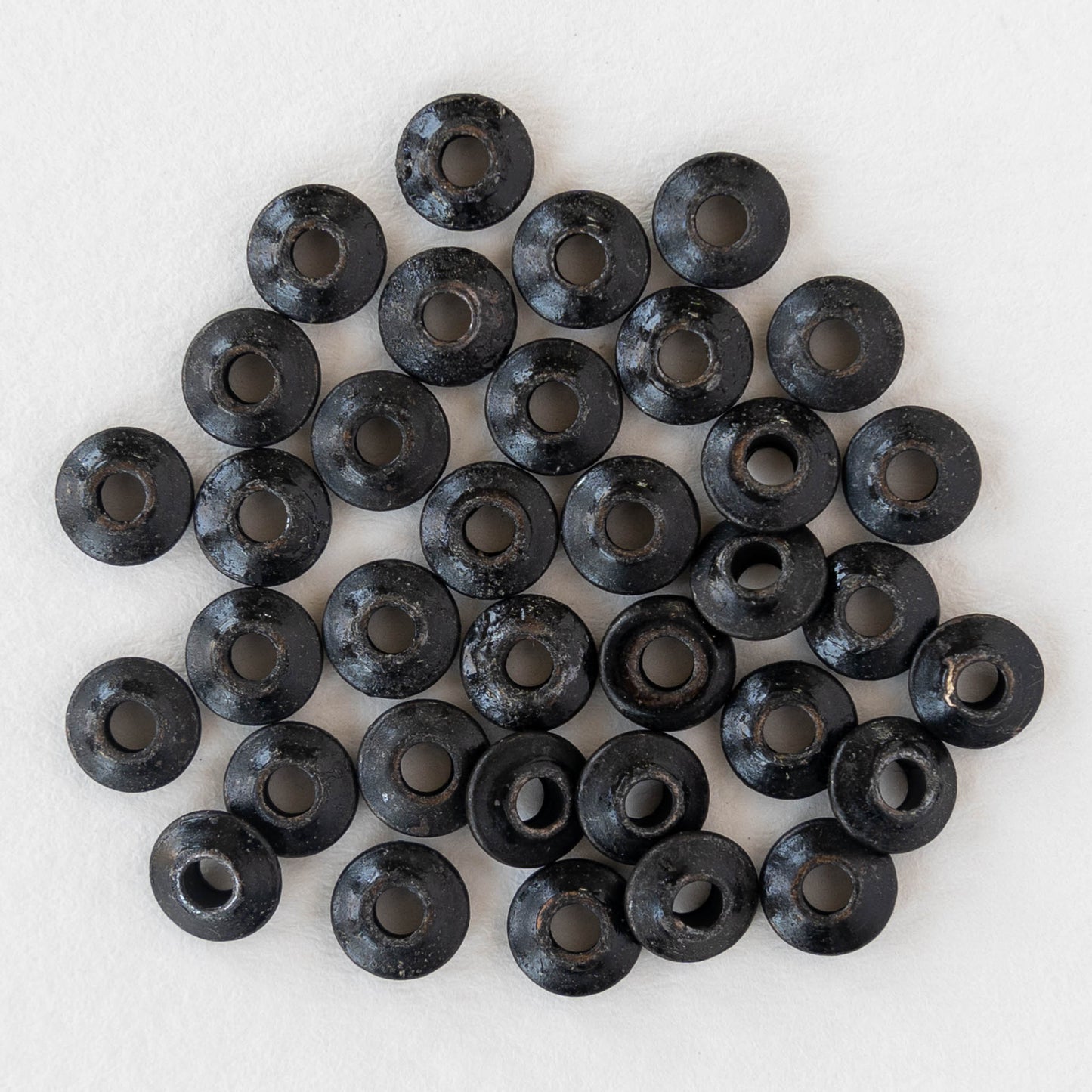 5mm Black Brass Saucer Beads - 50