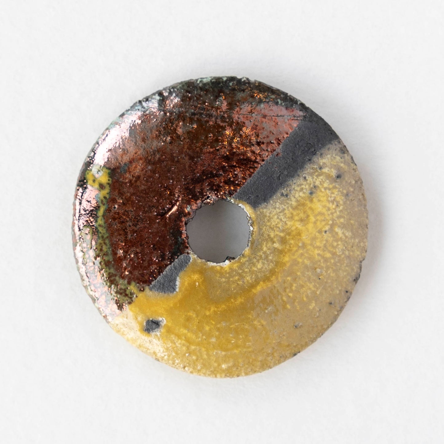 30mm Ceramic Raku Disk Beads - Yellow - 1, 2, or 4 beads