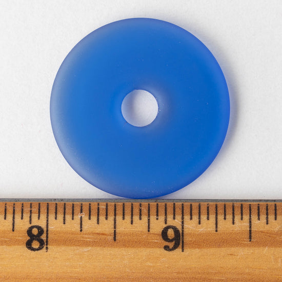 34mm Frosted Glass Donut - Cobalt Blue - 1 Donut