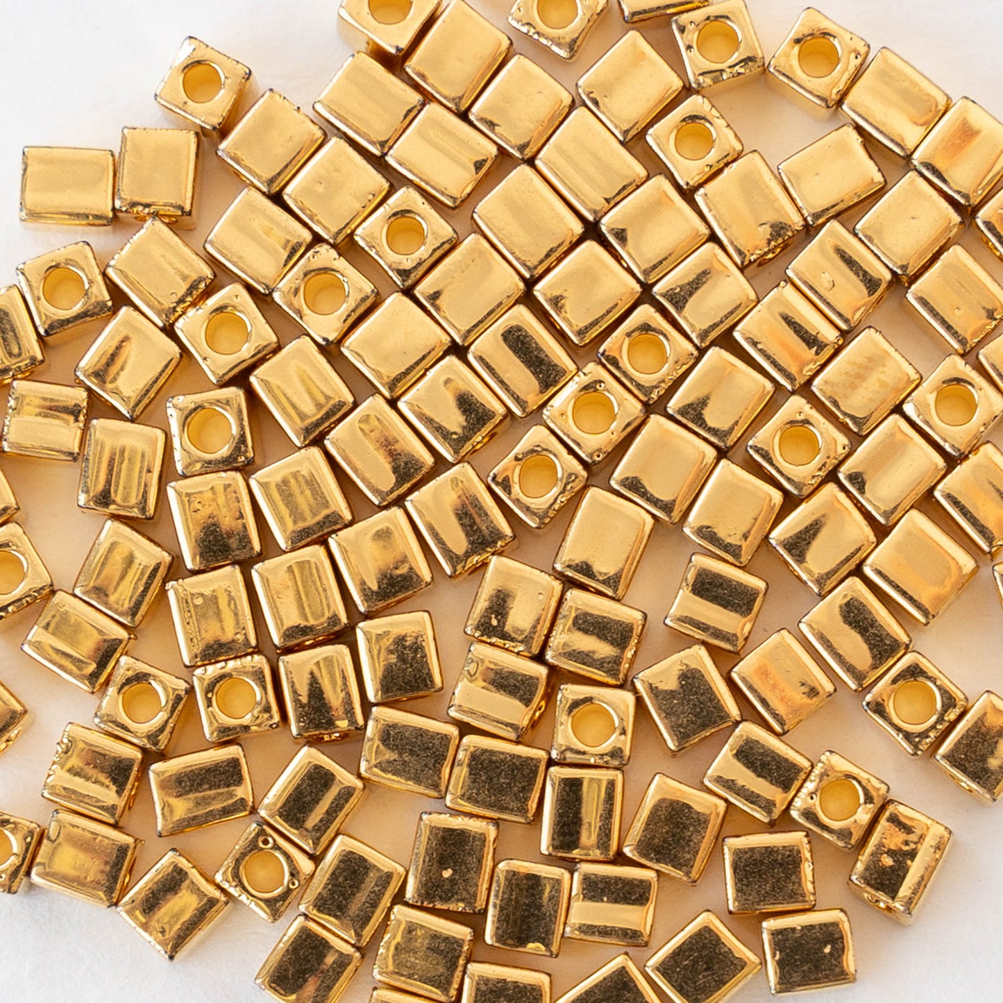 3mm Miyuki Cube Beads - 24K Gold Plated - 5 grams