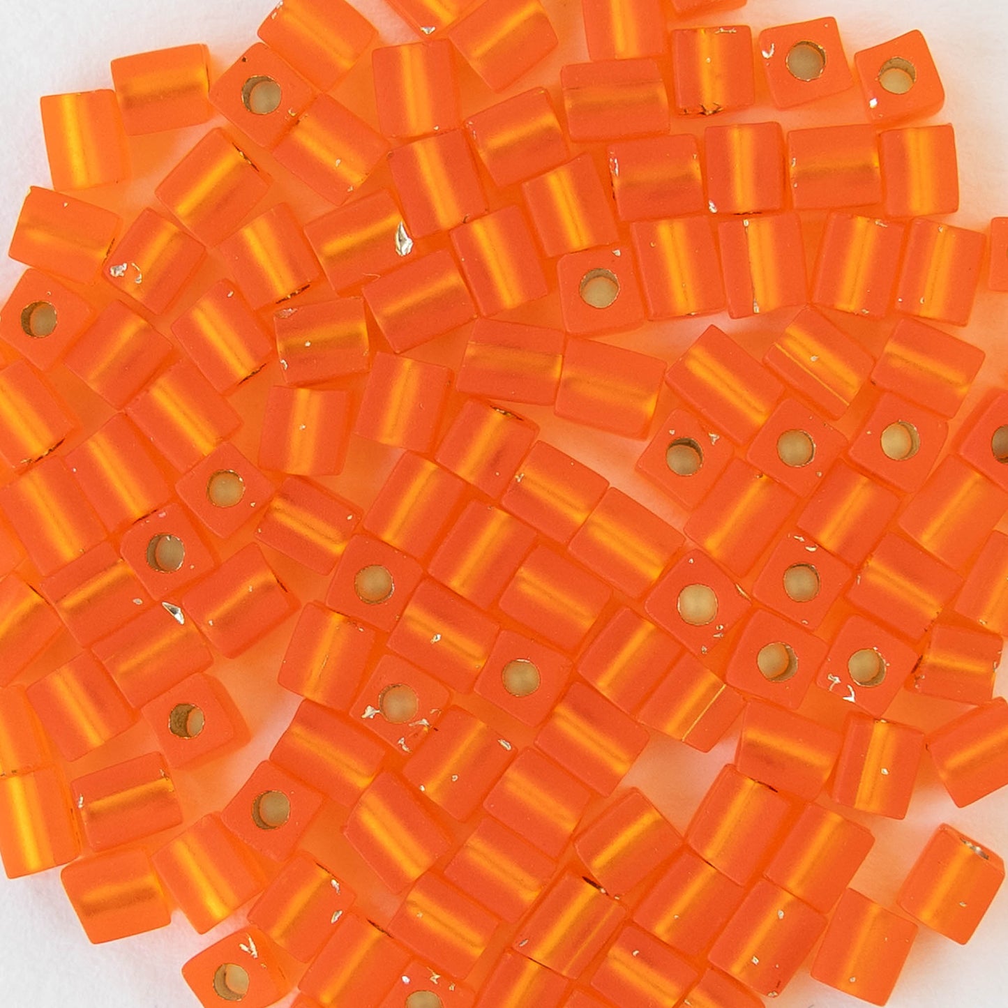 3mm Miyuki Cube Beads - Silver Lined Matte Orange - 20 grams