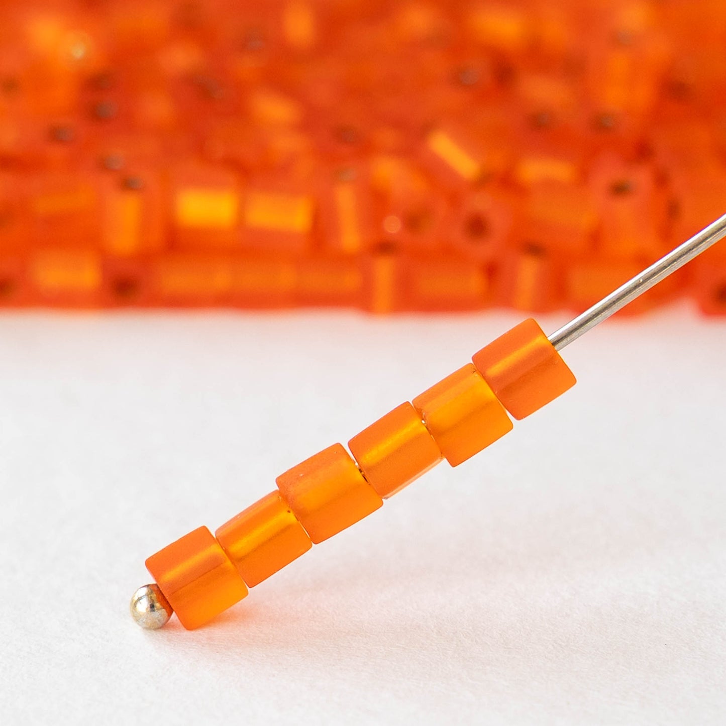 3mm Miyuki Cube Beads - Silver Lined Matte Orange - 20 grams