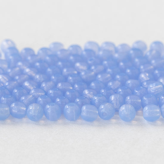 3mm Round Glass Beads - Opaline Sky Blue - 120