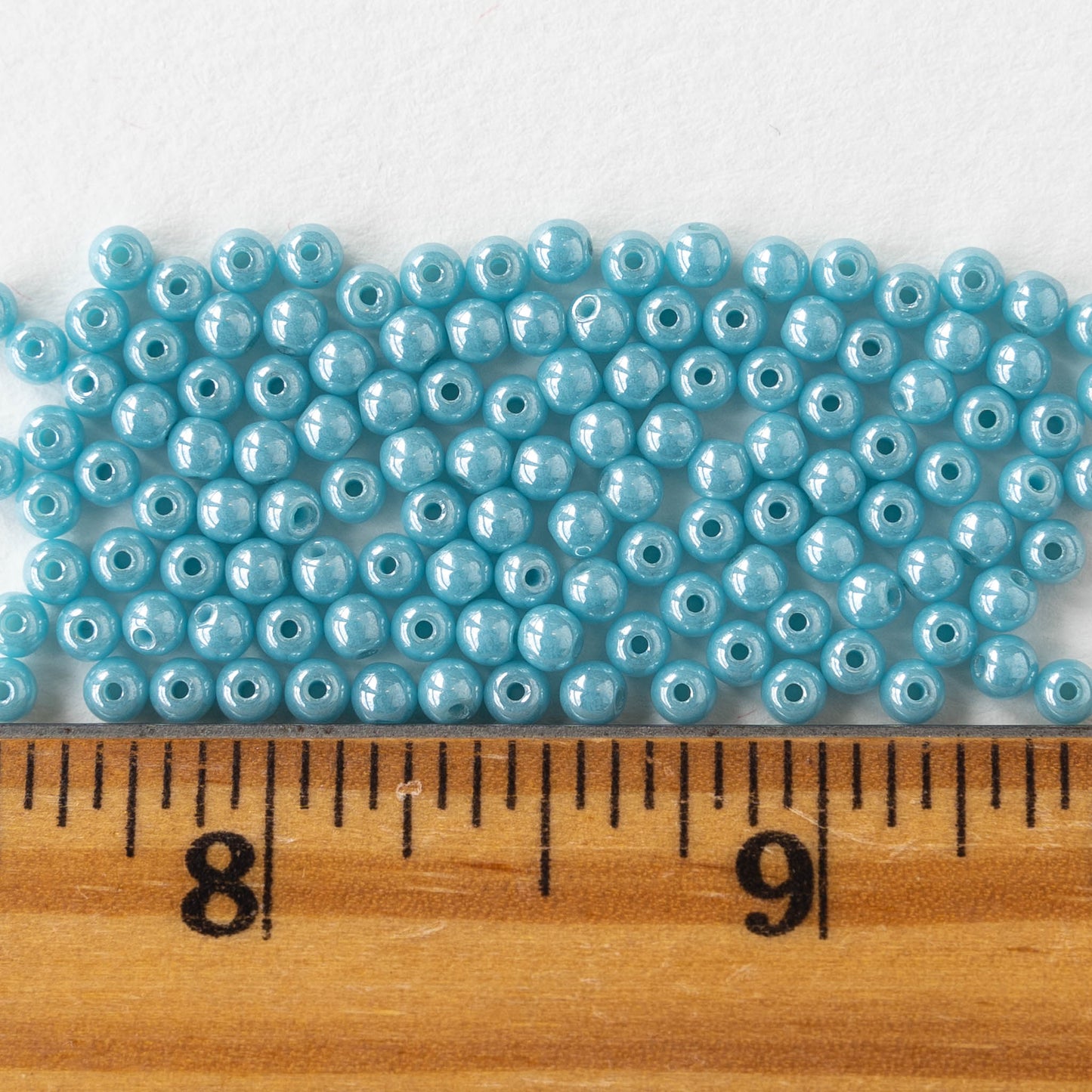 3mm Round Glass Beads - Light Blue Luster - 120 Beads