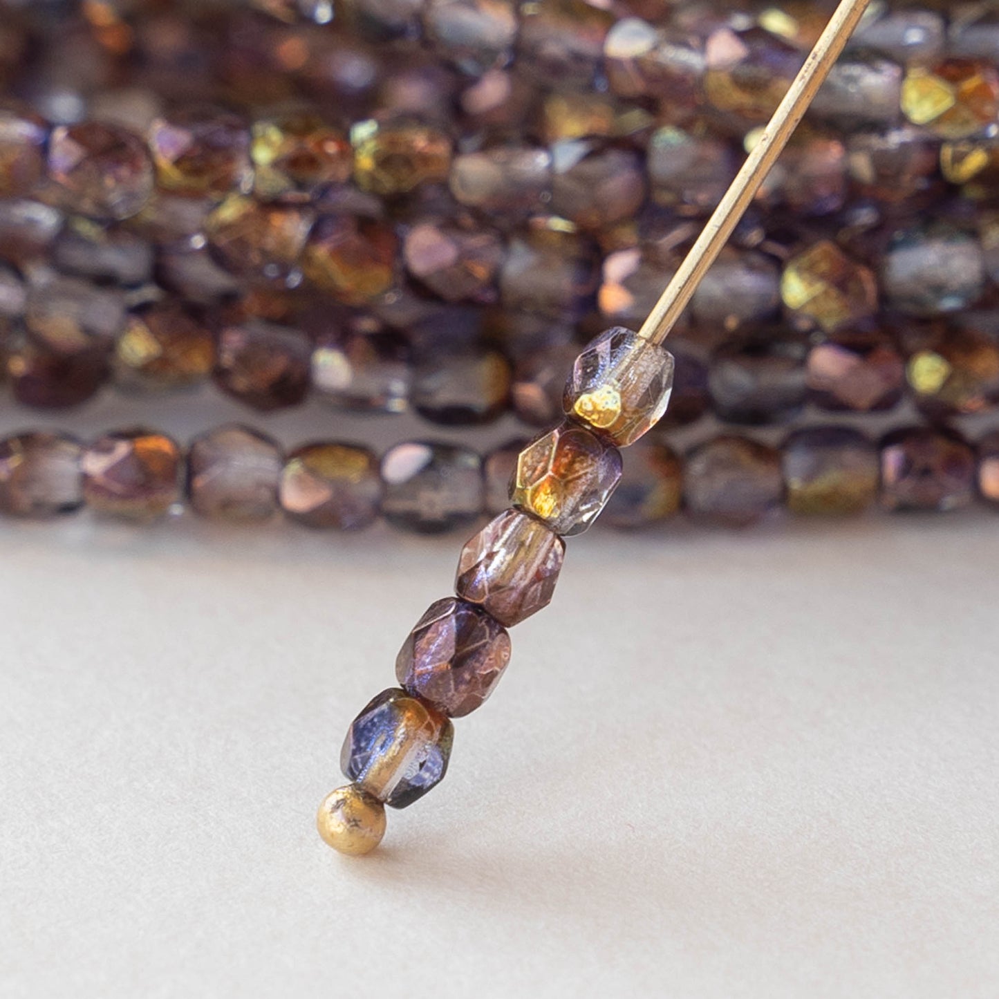 3mm Round Beads - Mulberry Mix with a Luster Finish - 50 beads
