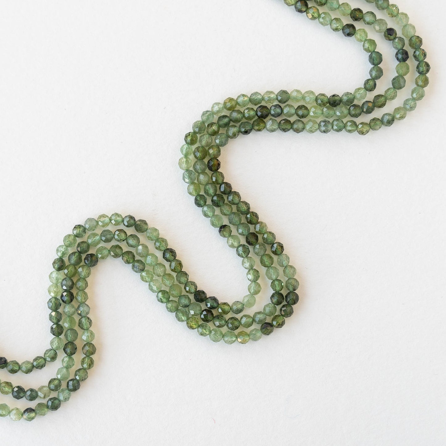 3mm Round Faceted Green Tourmaline - 1 strand