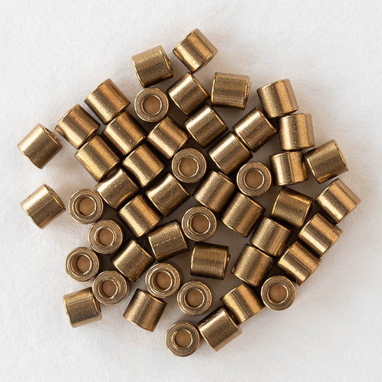 3mm Antique Brass Tube Beads - 3mm - 50