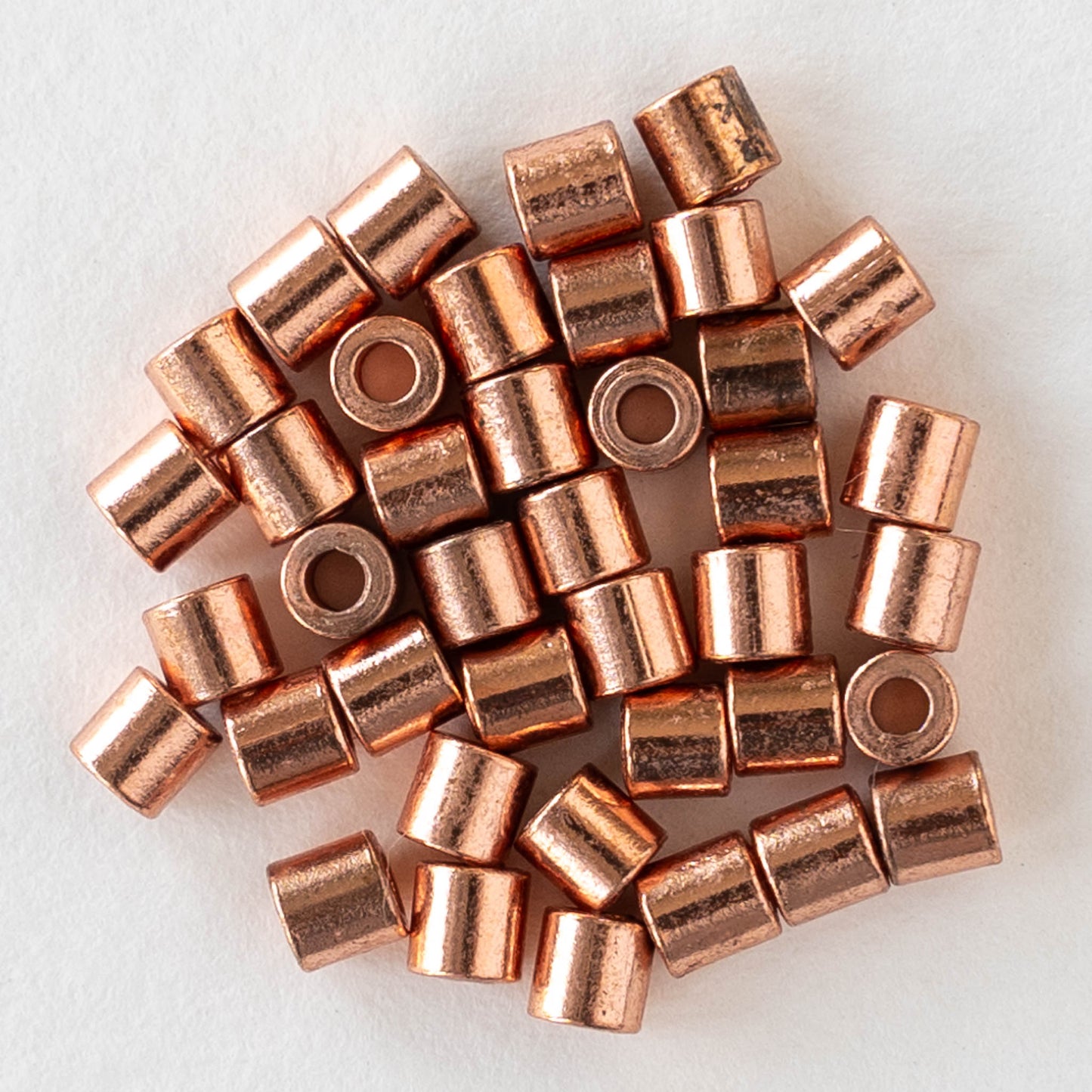 3mm Copper Plated Brass Tube Beads - 3mm - 50