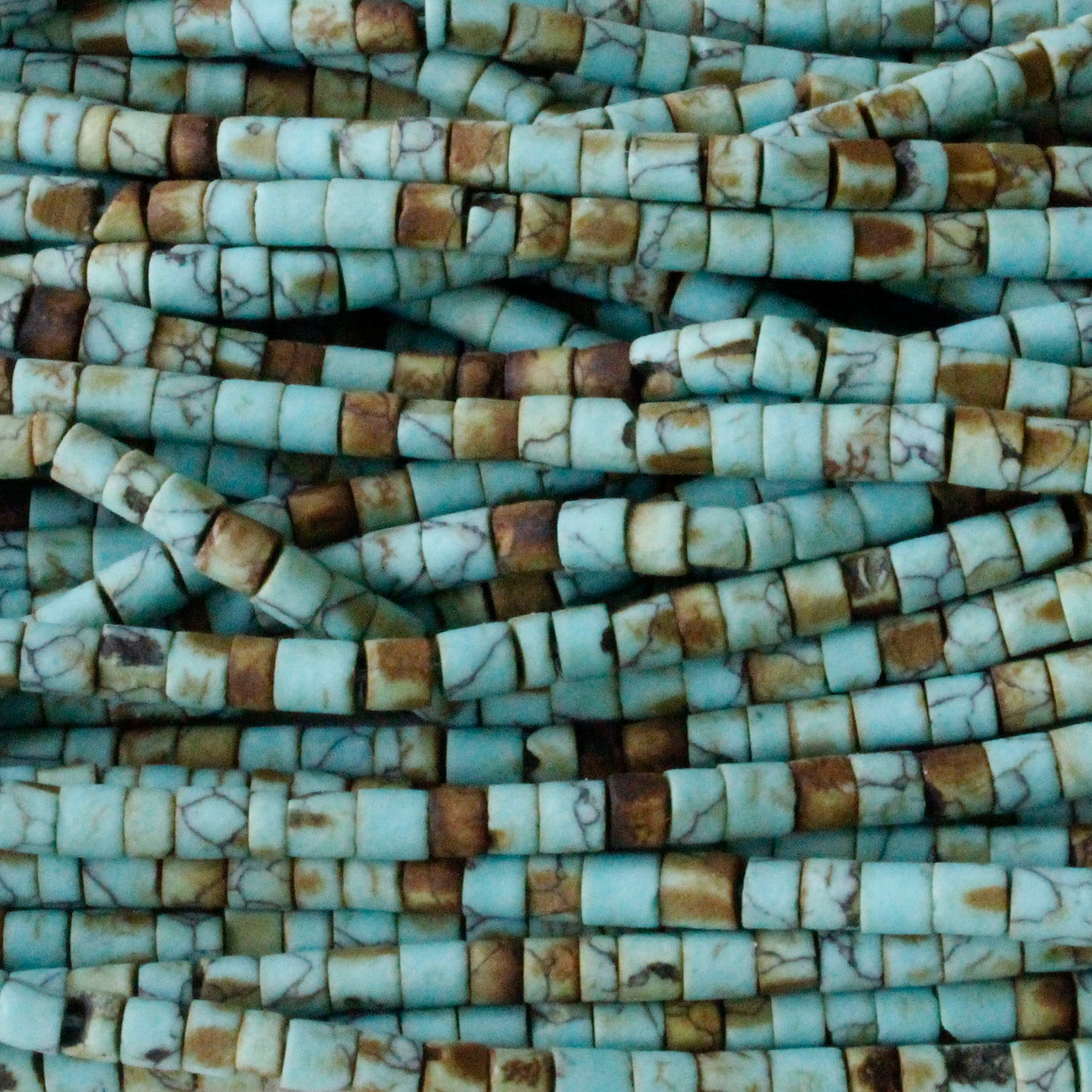 3x4mm Green Turquoise Tube Beads - 13 inches