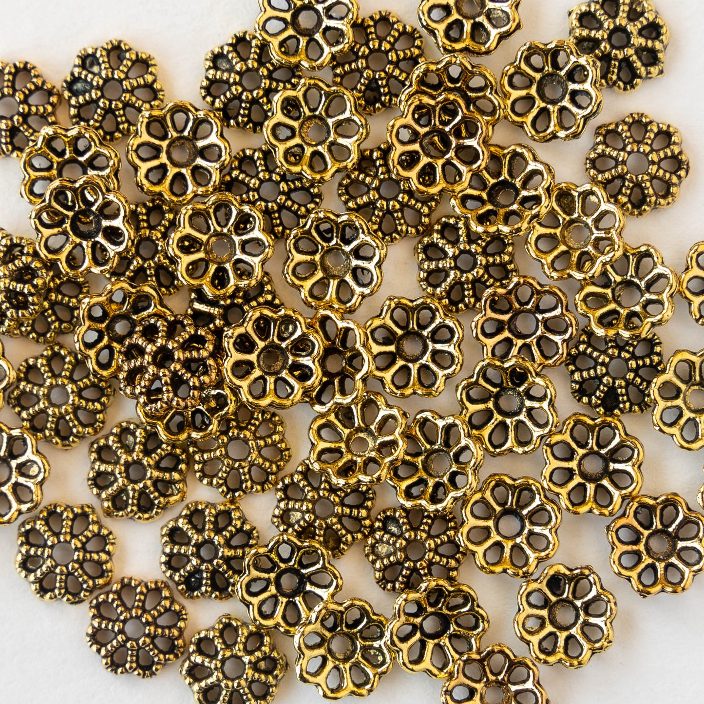 8mm Metal Flower Bead Caps - 30 Pieces