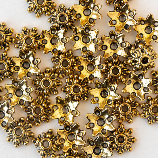 9mm Metal Flower Bead Caps - 30 Pieces