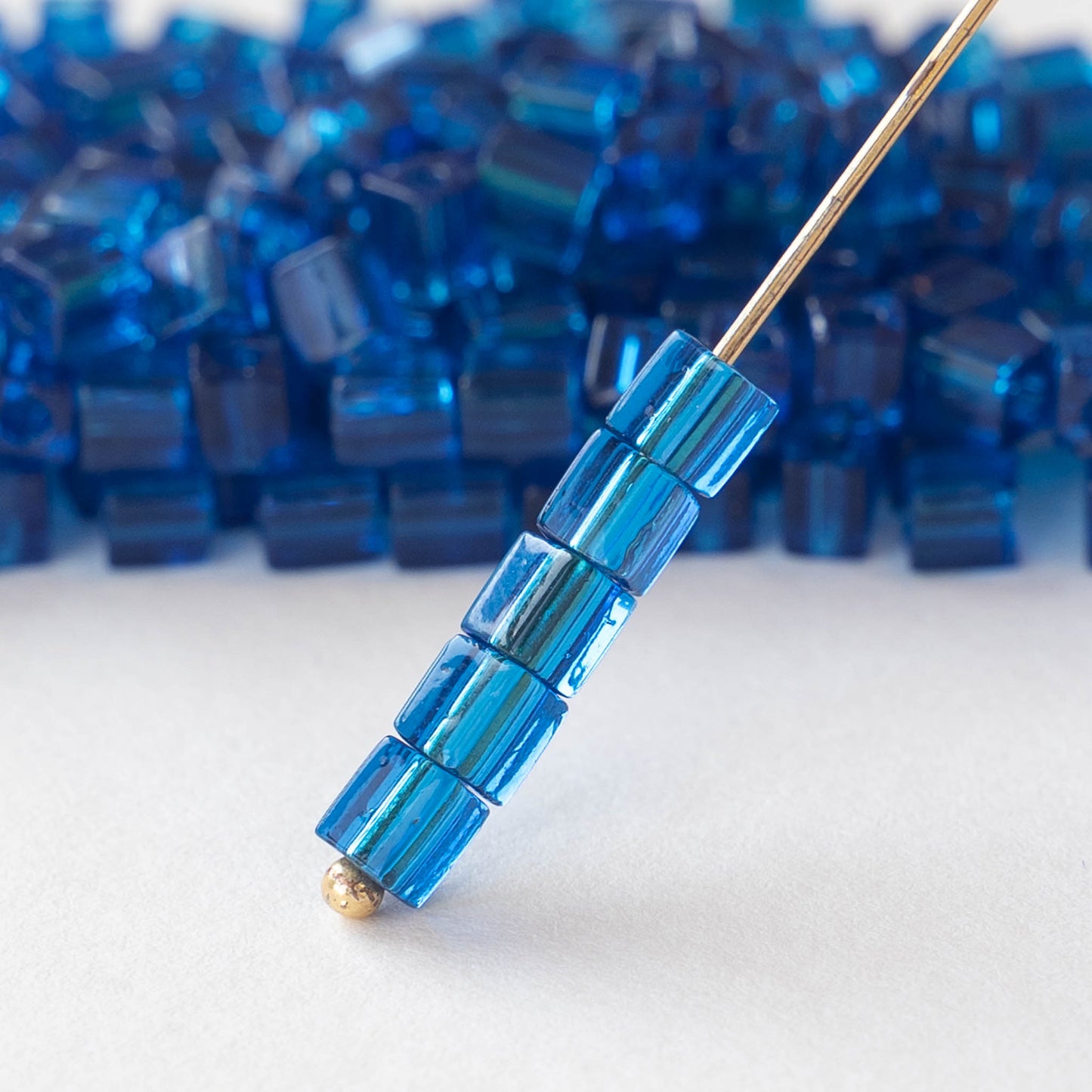 4mm Miyuki Cube Beads  - Transparent Capri Blue - 20 grams