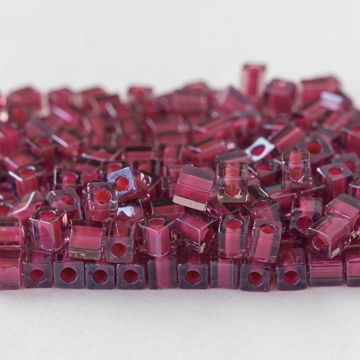 4mm Miyuki Cube Beads  - Rose Lined Amethyst - 20 or 60 grams