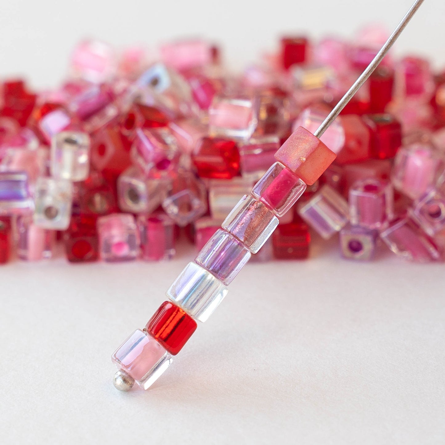 4mm Miyuki Cube Beads  - Valentine Mix - 20 grams