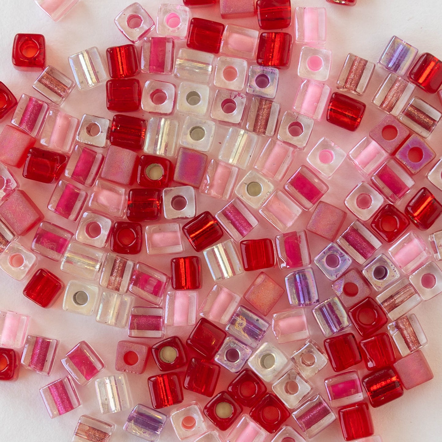 4mm Miyuki Cube Beads  - Valentine Mix - 20 grams