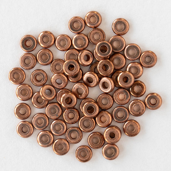 4mm Antique Copper Disk Beads - 4 inches