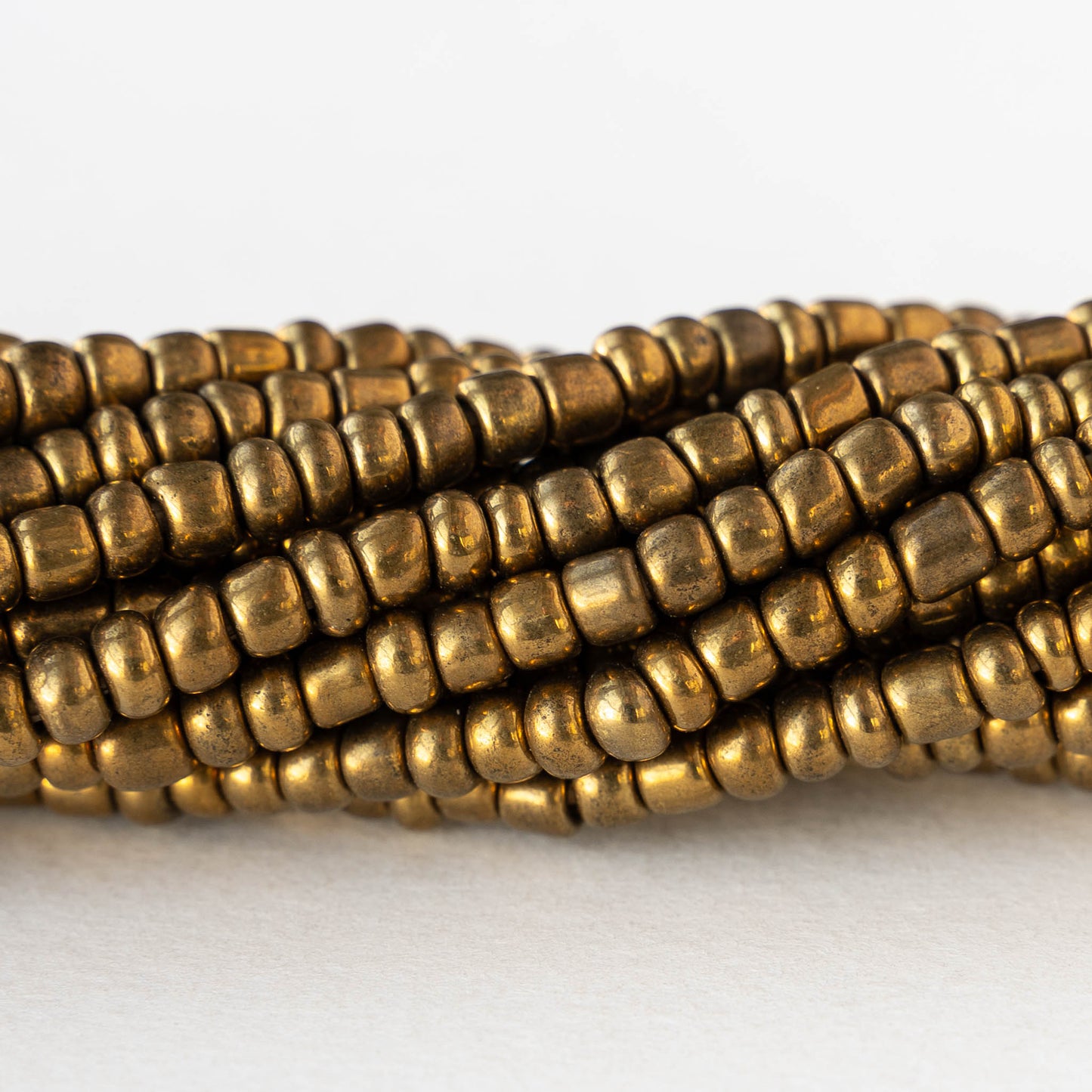 4mm Rustic Indonesian Glass Seed Beads - Bronze - Whole or Half Strand