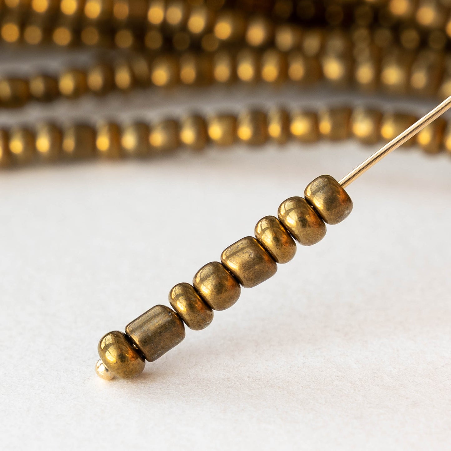 4mm Rustic Indonesian Glass Seed Beads - Bronze - Whole or Half Strand