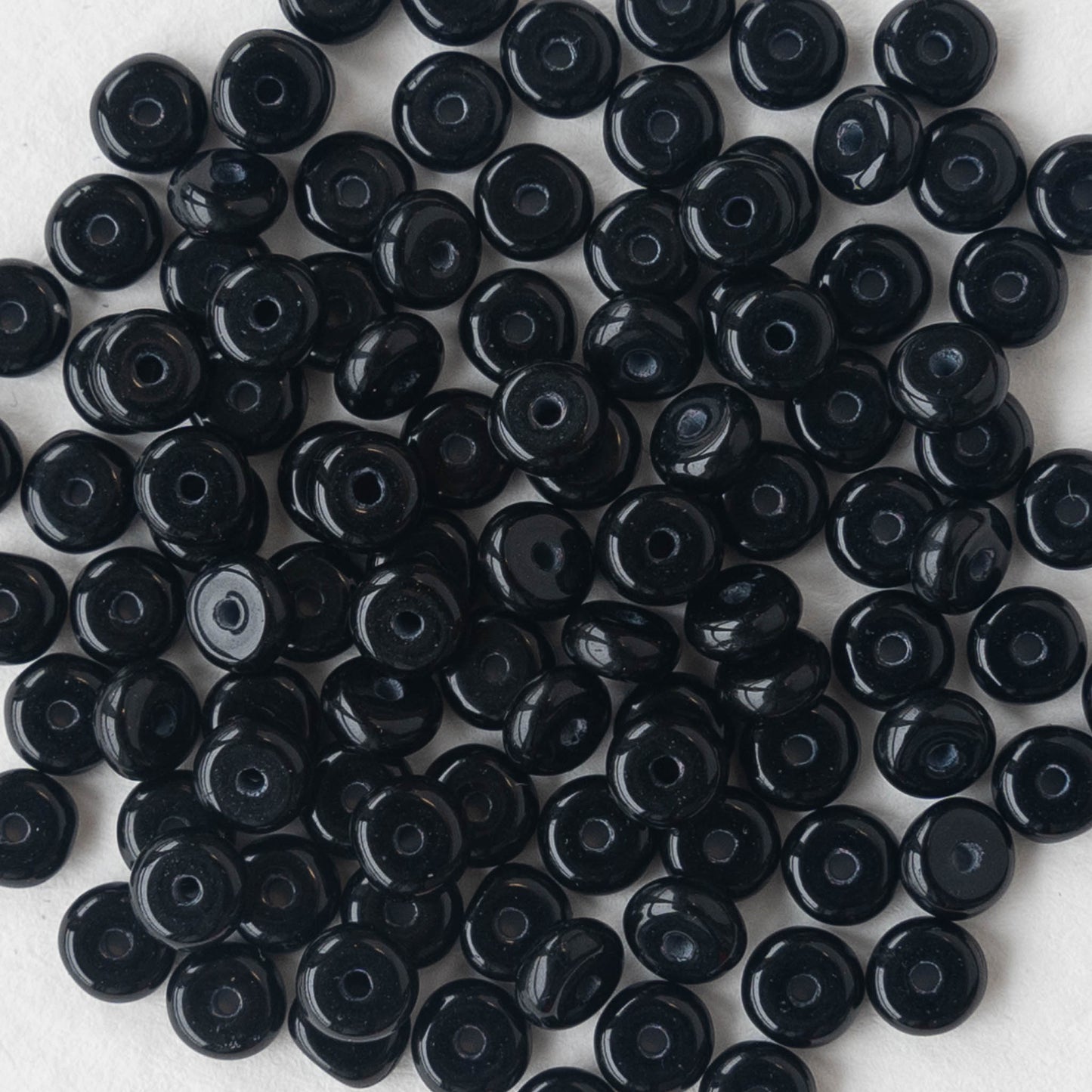 4mm Rondelle Beads - Black - 100 Beads