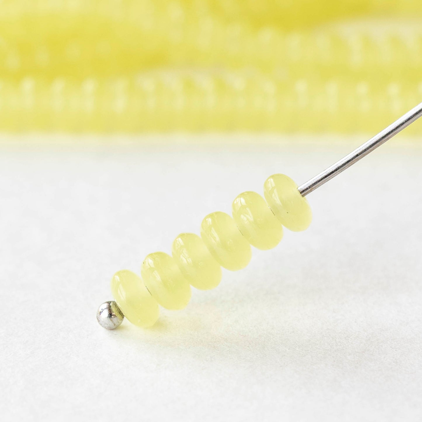 4mm Rondelle Beads - Lemon Opaline - 100 beads