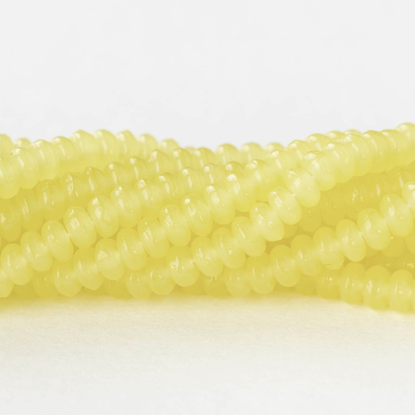 4mm Rondelle Beads - Lemon Opaline - 100 beads