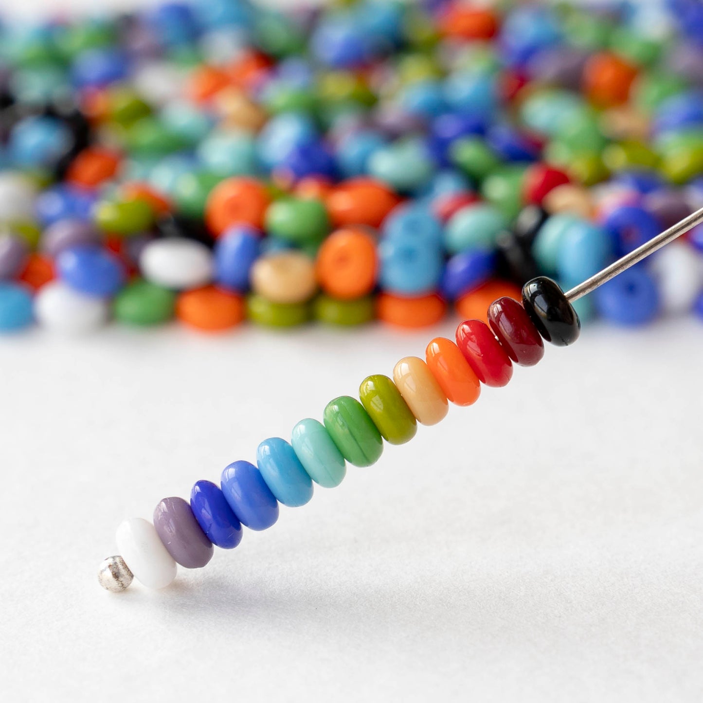 4mm Glass Rondelle Bead - Opaque Mix -  100 Beads